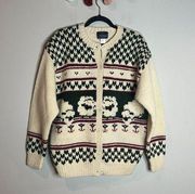 Vintage Woolrich chunky Sheep patterned wool cardigan sweater