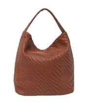 Deux Lux Honey Brown Woven Faux Leather Bond Hobo Boho Western Shoulder Bag