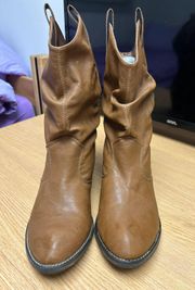 Brown high heel boots