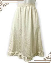 Vanity Fair Women's M Vintage White Satin Half Slip Lace Trim and Bow Detail