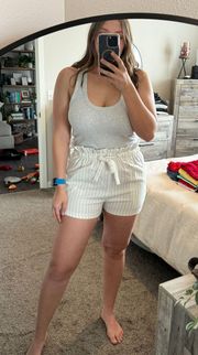 She + Sky Paper Bag Waist Stripe Shorts