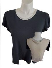 SPLENDID. SIZE EXTRA large color block short sleeve T-shirt black on the front