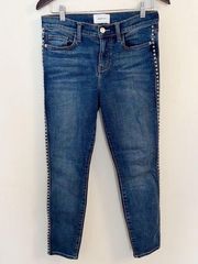 Current/Elliott Stiletto Jeans with Studded Sides Cropped Size 29 The Caballo