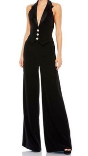 Mac Duggal. Black Tuxedo Wide Leg Jumpsuit.