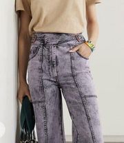 Ulla Johnson Alvie Belted High Waisted Wide Leg Jean Acid Wash 8