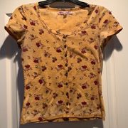 Faded yellow with roses shirt