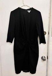 New York & Company Womens Black Front Tie Knee-Length Shift Dress Size Large