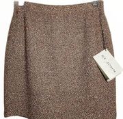 St John Knit Skirt Collection by Marie Gray Cafe Melange Brown Wool Blend NWT 4