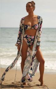 Maaji X Anthropologie Floral Sustainable Aubree Kimono Wrap Maxi Dress Cover Up