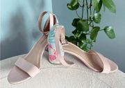 Chinese Laundry pastel pink heel sandal with floral heel