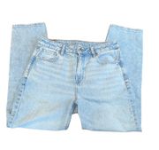 Women’s  High Waist Mom Jeans light wash denim 8 short