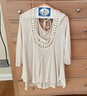 Trading Co Crochet Lace Long Sleeve Top