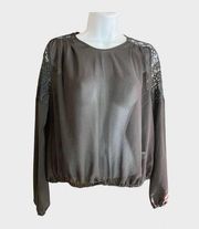 Chloe K Black Lace Sleeve Blouse Small