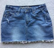 VANILLA STAR JEANS MINI SHIRT WITH WHITE RUFFLE SIZE 9