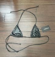 PrettyLittleThing Black Vinyl Bikini Top