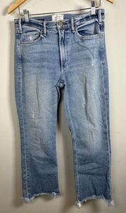 Anthropologie McGuire Gainsborough Bootcut Raw Hem Light Wash Denim Jeans Sz 29