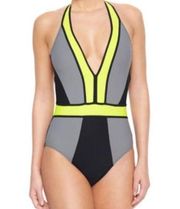 Red Carter Color Block One Piece Bathing Suit