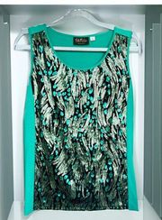 Bob Mackie Wearable Art Size Large Peacock Green with Sequin Detailing Tank NWOT