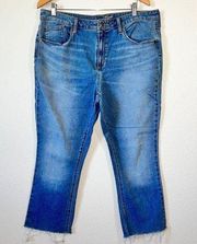 Universal Thread High Rise Kick Boot Crop Jeans with Raw Hem Size 33