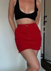 Red Denim Mini Skirt