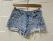 American Eagle  Vintage high rise graffiti light wash jean shorts in size 6