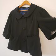 Marc Jacobs Wool Blend Peter Pan Collar 3/4 Sleeve Swing Jacket Black Size Small