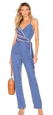 Rag & Bone Felix Blue Striped Silk Jumpsuit