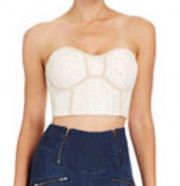 2B Bebe Cream Cropped Lace Bustier