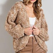 NWT Blank NYC Brown Neutral Chunky Knit Cocoon Cardigan Size Small