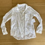 Bella Dahl Long Sleeve Button Down Linen Shirt in White