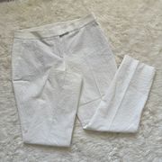 Pants Cropped Textured Cotton Blend White 8