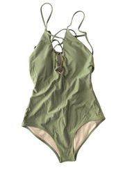 Vanilla/Beach One-Piece Swimsuit Olive Crisscross Front •Size Medium