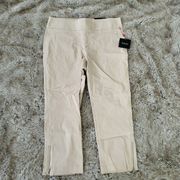 Rafaella Comfort Capri Pants Stone Khaki Colored Zippers at Ankles Size 12