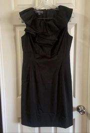 Donna Ricco NY Black Ruffle Scoop Neck Dress 8