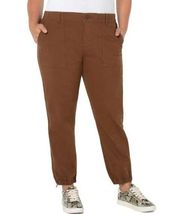 NWT LIVERPOOL X Nordstrom Crop Cotton Blend Utility Pants In Walnut Brown sz-20W