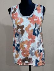 Simply Vera crinkle tank top with florals Size XS flows nicely longer in back