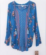 Mason & Belle Stitch Fix Boho Floral Tassel New With Tags Blouse