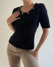 Black Knit Chic Top Size Medium