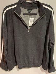 TORRID 1/4 Zip NEW Pullover Sweater Sweatshirt-Grey/White Sleeve-Stripes 4XL