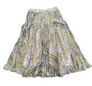 Soft Surroundings Gold Floral Metallic Skirt Silk Size Small Petite Women's