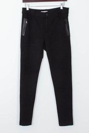 Rebecca Minkoff Black Ponte Zipper Leather Pocket Career Pants Womens Size 4