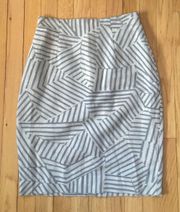 White & Blue printed pencil skirt Size 8