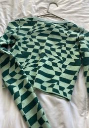 green checkered cropped sweater