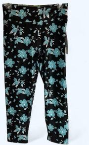 Nanette Lepore Designer blue floral pop active leggings size medium NEW 45749