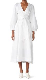 Mara Hoffman Vivica Organic Cotton White Long Sleeve Midi Dress Size 0