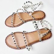 Cushionaire Women’s Tatum Clear Studded Memory Foam Sandals Sz 6.5
