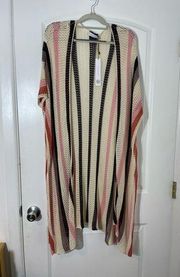 Revolve House of Harlow Pink Striped Open Knit Kimono Swim Cover One Size NWT