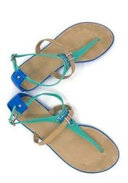 BCBGeneration Jelly Sandals Blue/Mint & Tan Size 9