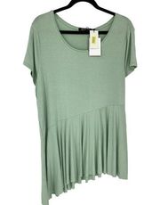 Rebel Women's Size 0X Green Blouse Peplum Scoop Neck Short Sleeve NEW