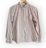 Vintage Pheasant Hill Orange Striped Long Sleeve Button Down Shirt S